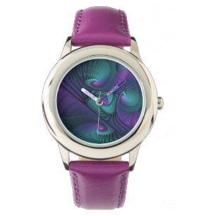 Montre Violet Rencontre Turquoise Moderne Art Fractal Abs