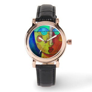 Montre Visage Abstrait coloré Art portable