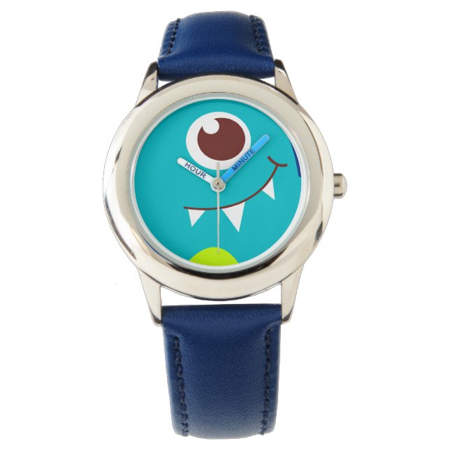 Montre Visage alien convivial aqua bleu enfants regarder (devant)