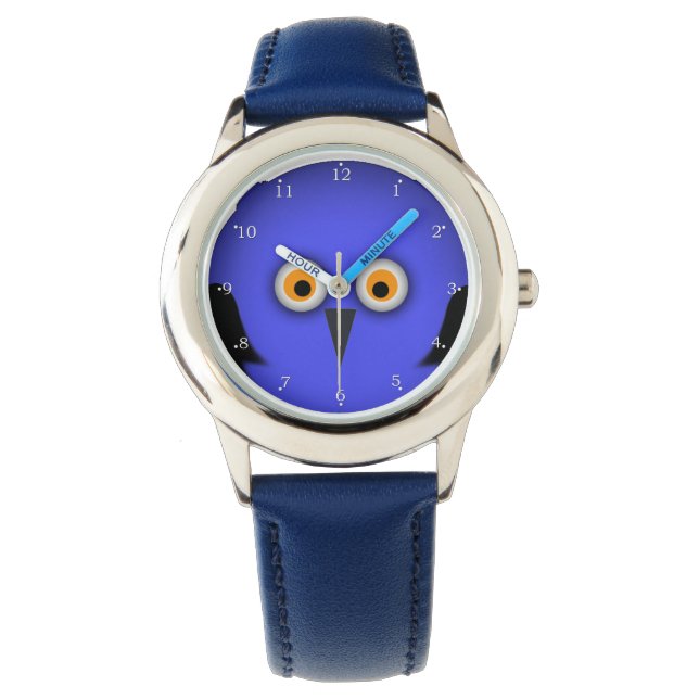 Montre Visage de hibou bleu drôle (devant)