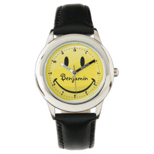 Montre Visage heureux jaune classique