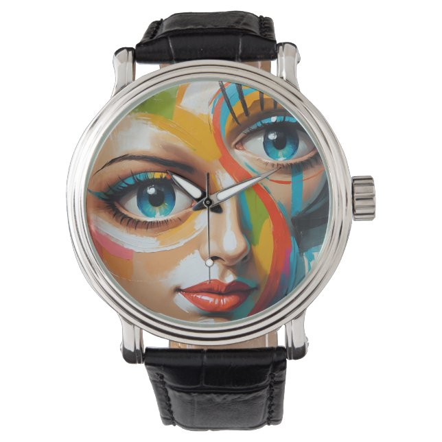 Montre Visage peint couleur Abstraite (devant)