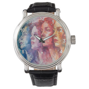 Montre Visages des femmes - Peinture aquarelle