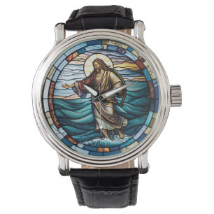Montre Vitrail Jésus marche sur l'eau Design Watch