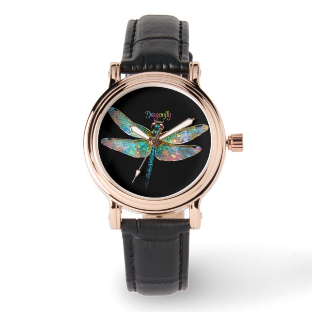 Montre Vitrail Libellule Colorée (Recto)