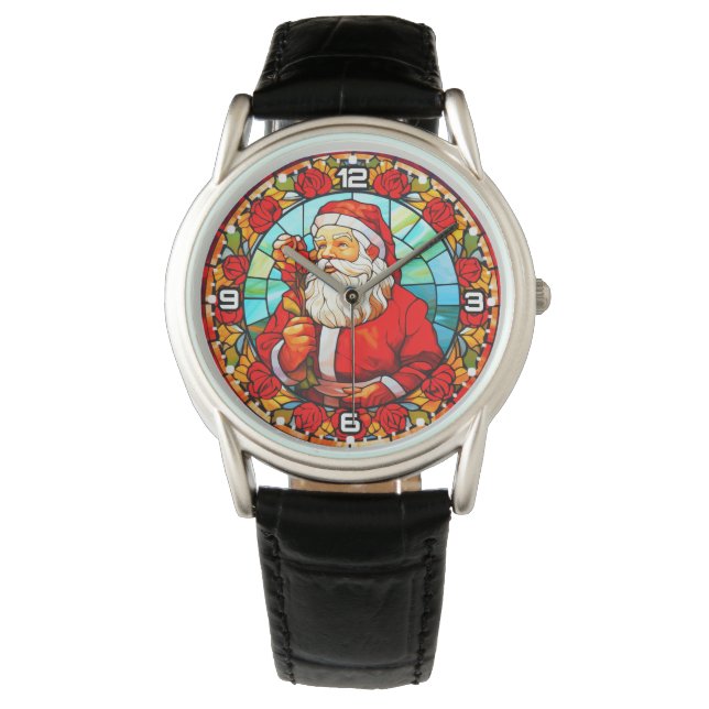 Montre Vitrail Père Noël ornement de Noël-67680 (devant)