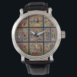 Montre Vitre vintage de la cathédrale<br><div class="desc">Fenêtre en verre tendu de la cathédrale de Sienne (duomo - toscana - italie). Grand don catholique et chrétien pour Lui ou Elle.</div>