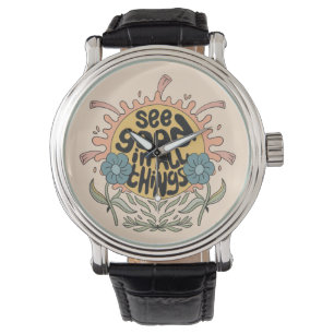 Montre Voir le bon dans toutes les choses Hippie Graphic