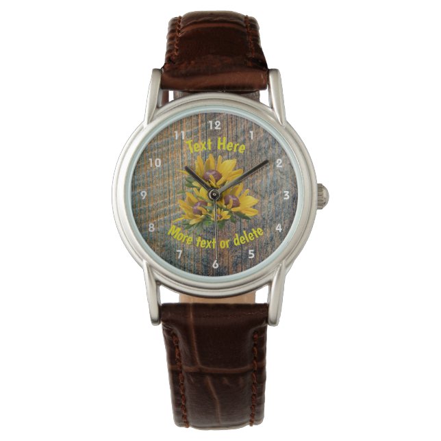 Montre Votre Fleur de marguerite de texte personnalisée (devant)