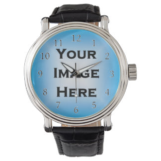 Montre Votre image Minces chiffres noirs Blancs