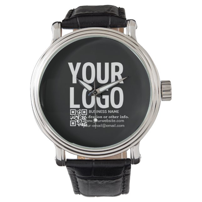Montre Votre logo avec QR code et texte modifiables  (devant)