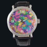 Montre Wall Clock<br><div class="desc">Colorful Exotic Floral Pattern-23148</div>