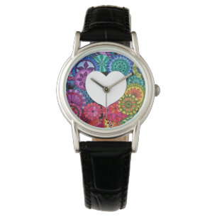 Montre Watercolor Rainbow Mandala With Heart