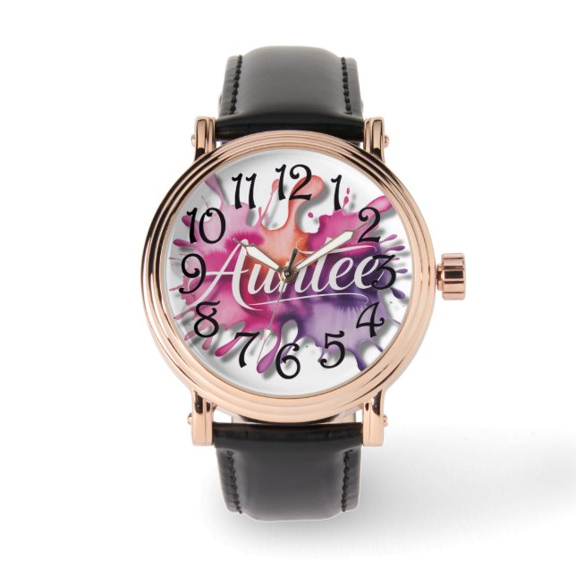 Montre Watercolor Splash with Auntee typography  (Recto)