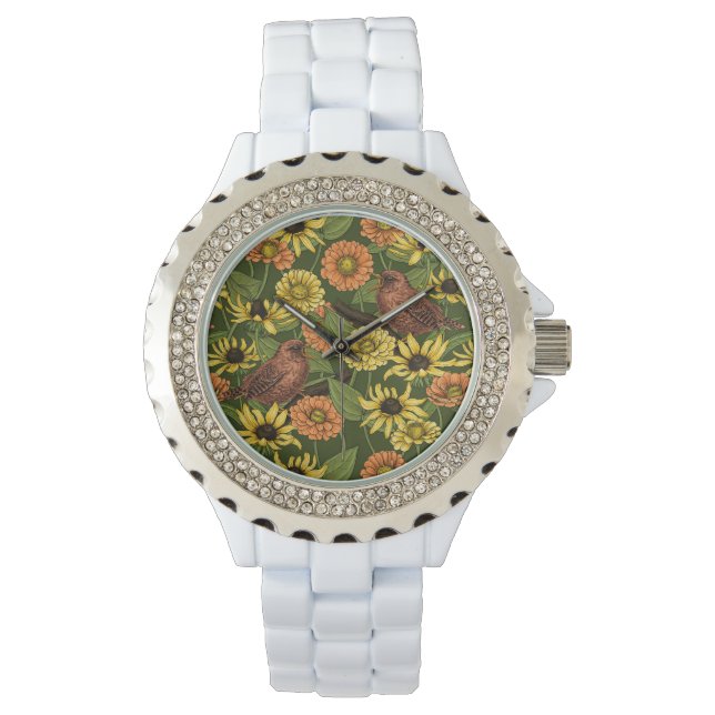 Montre Wens et fleurs sur vert (devant)