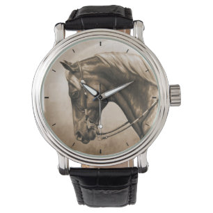 Montre Western Ranch Horse Vieux Photo Sepia