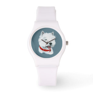 Montre Westie Col blanc rouge
