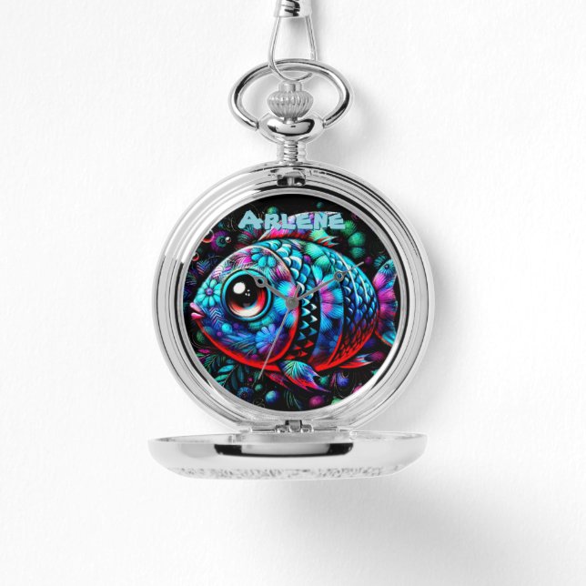 Montre Whimsical Big-Eyed Fish Nautical Personalized (Recto)
