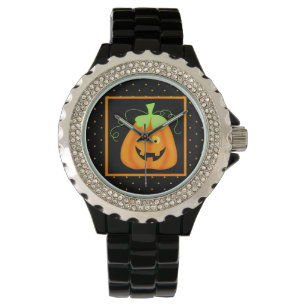 Montre Whimy Citrouille d'Halloween en noir