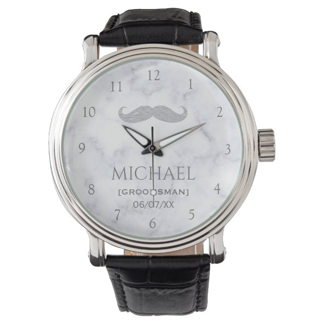 Montre White Marble Personalised Groomsman  (devant)
