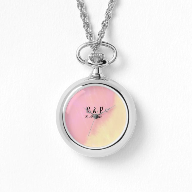 Montre white simple minimal text style wedding pink yello (Recto)