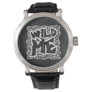 Montre Wild Me Leopard blanc et noir