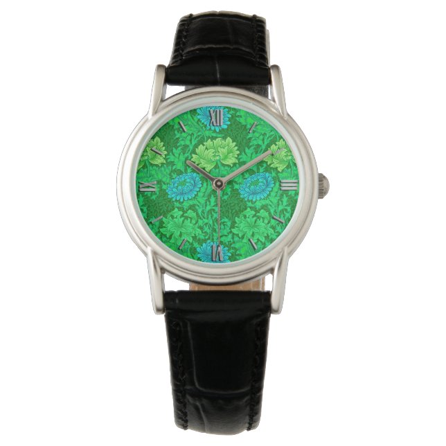 Montre William Morris Chrysanthemums, Lime Green & Aqua (devant)