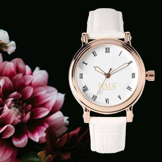 Montre Womens Chic élégant Rose élégant or Monogramme (Womens Chic Stylish Elegant Rose Gold Monogrammed Watch)