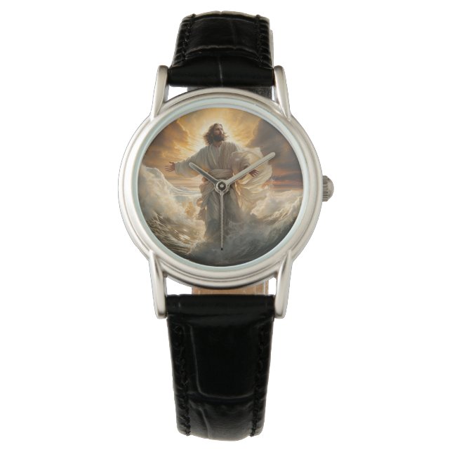 Montre Womens Classic Montre-Jésus en Cuir (devant)