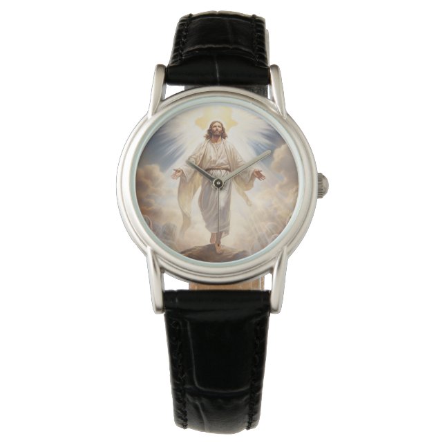 Montre Womens Classic Montre-Jésus en Cuir (devant)