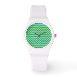 Montre Wristwatch sportif : Chevrons bleu et vert