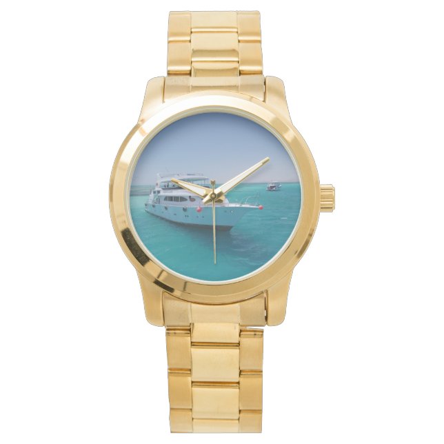 Montre Yacht blanc neigé près de l'île blanche en mer Rou (devant)