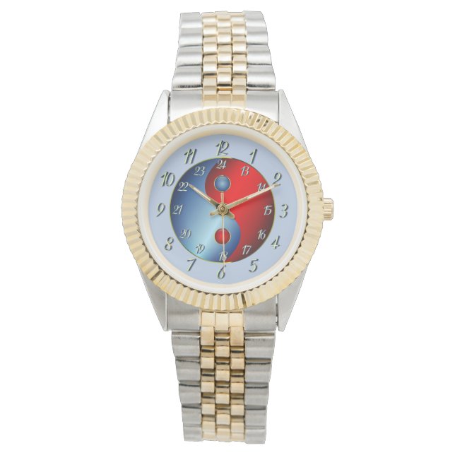 Montre Yin Yang Bleu Classique (devant)