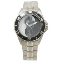 Yin Yang Chinese Dragon Stainless Steel Watch