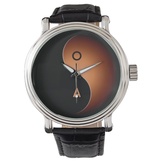 Montre yin yang monogramme - café (devant)