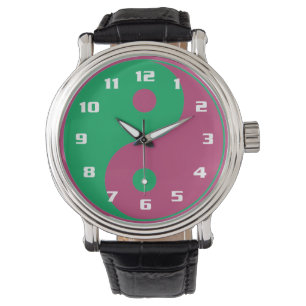 Montre Ying Yang aux couleurs vives