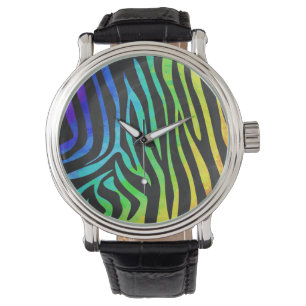 Montre Zebra Black et Rainbow Print