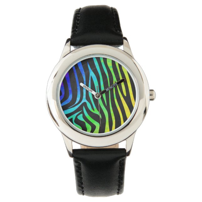 Montre Zebra Black et Rainbow Print (devant)