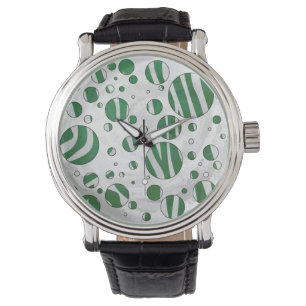 Montre Zebra Green et White Polka Dot