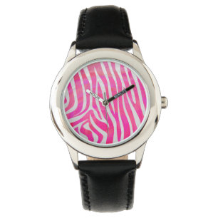 Montre Zebra Hot Pink et White Print