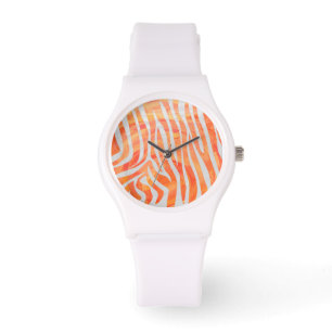 Montre Zebra Orange and White Print