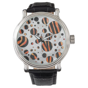 Montre Zebra Pois noirs et orange
