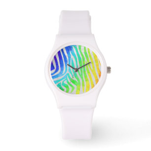 Montre Zebra Rainbow et White Print