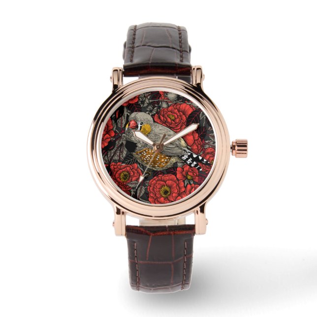 Montre Zèbre et rosier rouge (Recto)
