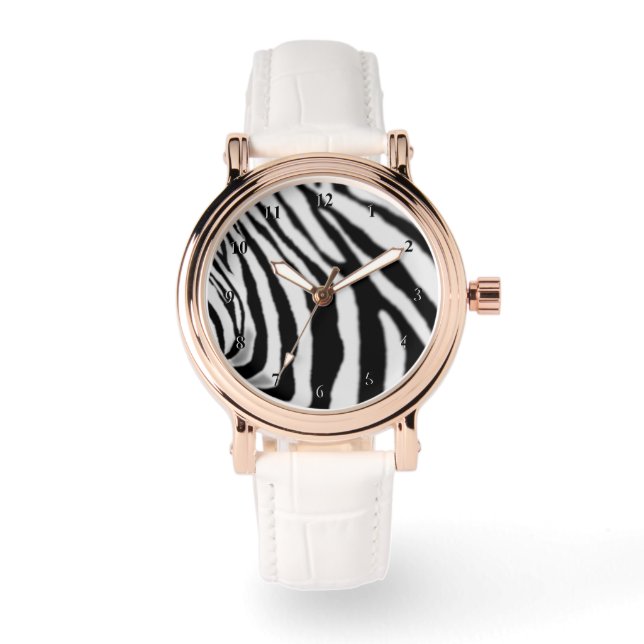 Montre Zèbre Rayure Noir et Blanc Design Moderne (Recto)