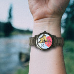 Montre Zinnia Butterfly Nature eWatch<br><div class="desc">Papillon sur zinnia, montre à bracelet inspirée par la nature. Ciel bleu arrière - plan et papillon à queue noire mangeant d'une fleur de zinnia rouge vif est l'image avec un endroit pour son prénom initial. Montré avec une bande noire ou choisissez parmi les nombreuses autres couleurs et dessins. Parfait...</div>