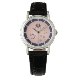Montre Zodiac Gemini Elegant Rosé Bleu foncé Monogramme