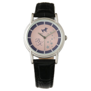 Montre Zodiac Leo Elégant Rosé Rose Bleu foncé Monogramme