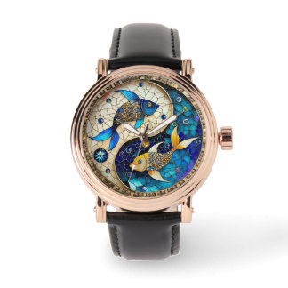 Montre Zodiac - Poissons de poisson Yin et Yang