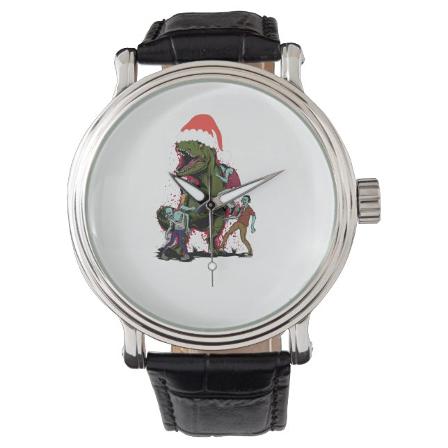 Montre Zombie T-Rex Dinosaure de Noël moche (devant)